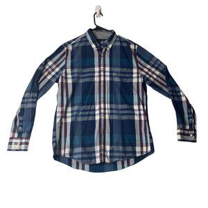 Tommy Hilfiger Plaid Shirt Men Size Large New York Fit Button Down Long Sleeve